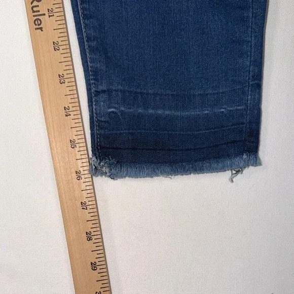 Democracy Ab Solution Blue Distressed Skinny Crop Jeans Released Hem Womens 12 - Picture 7 of 7
